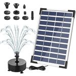 AISITIN 5.5W Solar Fountain Pump, Upgraded 100% Glass Panel DIY Solar Pond Pump with 10 Fountain Styles & 16.4ft Power Cord, Floating Water Pump for Garden Decoration, Bird Bath Patio