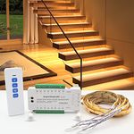 SuperStairLED Intelligent Motion Sensor LED Stair Lighting Complete Set SSL-5616, 40 Inches Long Cuttable LED Strip Light for Indoor LED Stair Lights LED Step Lights (Warm White 3000K, 16 Stairs)
