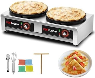 Popfoodex Dual-Head Commercial Crepe Maker - Dual Independent Temperature Control, 3000W Electric Crepe Machine, 16 Inch Pancake Making Machine w/Nonstick Stainless Steel Plate, for Commercial