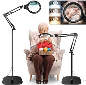 NZQXJXZ 30X 10X Large Floor Magnifying Glass with Light and Stand,36 LED Adjustable Height Floor Magnifying Lamp,2 in 1 Lighted Magnifiers for Close Work, Sewing,Crafts,Hobbies