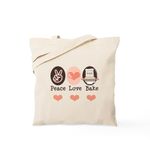 CafePress Peace Love Bake Bakers Baking Tote Bag Natural Canvas Tote Bag, Reusable Shopping Bag