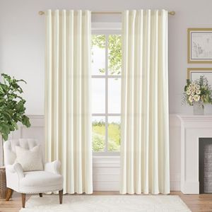 COLLACT Ivory Velvet Curtains for Bedroom Light Filtering Curtains 84 Inches Long for Living Room Thermal Insulated Luxury Super Soft Privacy Drapes Rod Pocket Window Treatments 2 Panels Ivory