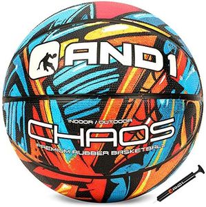 AND1 Chaos Graffiti Rubber Basketball Size 7 (29.5"), Indoor/Outdoor Basketball with Hand Pump, Deep Channel Construction, Premium Materials, Vibrant Colors