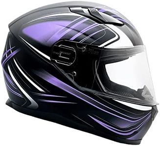 Typhoon Adult Full Face Motorcycle Helmet w/drop down sun shield DOT Certified - (Matte Purple, Large)