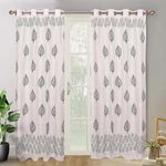 THE LINEN COMPANY Cotton Curtains Set of 2 Pcs Curtains for Home Decor, Hangs Elegantly with Eyelet (4.5 X 7 Feet, Green Betal Leaf)