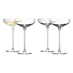 LSA International Wine Champagne Saucer 300 ml Clear | Set of 4 | Mouthblown and Handmade Glass | WI08