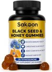Sakoon nutrition Black Seed Oil & Honey Gummies W/ 2%+ THYMOQUINONE | Nigella Sativa Seeds| Super antioxidant for Immune Support, Joints, Digestion, Hair & Skin | 60 Gummies