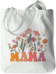 Mama Tote Bag Mom Birthday Gifts from Daughter Son Husband Mothers Day Retirement Gifts for Women Mama Mommy Mother in Law New Mom Christmas Shoulder Bag Reusable Grocery Bags for Shopping Grocery