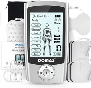 DOMAS TENS Unit for Neck, Back, Shoulders & Legs Pain Relief – Dual Channel, 24 Modes, Rechargeable Electric Shock Therapy for Muscle Relief
