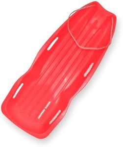 Slippery Racer Downhill Xtreme Flexible Adults and Kids Plastic Toboggan Snow Sled for Up to 2 Riders with Pull Rope and Handles, Red