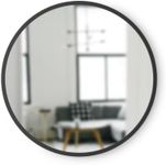Umbra Hub Rubber Frame, Wall Mirror for Entryways, Bathrooms, Living Rooms and More, 18-Inch, Black