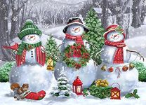 Vermont Christmas Company Box of Snow Friends Christmas Cards - 15 Cards & 16 Foil Lined Envelopes - Packed in Attractive Red Box - Cards measure 4 1/2" x 6 1/4" Folded