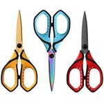 3 Pack Premium 7.5" Titanium Super Sharp Sewing Scissors, Office Scissors Stationery Set, Soft Comfort-Grip Scissors for Office School Home Craft DIY Supplies, Right/Left Handed Scissors