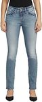 Silver Jeans Co. Women's Suki Mid Rise Curvy Fit Straight Leg Jeans, Med Wash Eae283, 34W x 29L