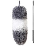 BOOMJOY Microfiber Feather Duster with Extendable Pole, 100" Telescoping Cobweb Duster for Cleaning, Bendable Head, Scratch-Resistant Cover, Washable Duster for Ceiling, Fan, Furniture Gray