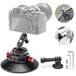 NEEWER 6" Camera Suction Mount with Ball Head Magic Arm, Metal Car Mount for Camera/Action Camera/Phone, Air Pump Vacuum Suction Cup on Car or Window Glass with 1/4" 3/8" ARRI Mounting Holes, CA013