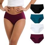 INNERSY Women's Mid Rise Cotton Underwear Ladies Soft Hipster Panties 4-Pack(Retro Denim,Medium)