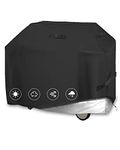 Trongle BBQ Cover 145x61x122cm, 3-4 Burner Heavy Duty Waterproof Outdoor Barbecue Covers with 4 Handles and Drawstring Design, Windproof & UV Resistant Gas Grill Storage Bag, Black (SKZ-002)