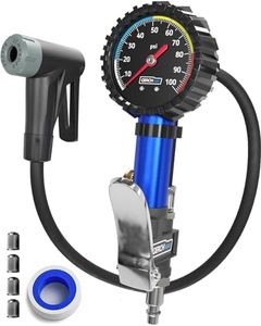 Analog Bike Tire Inflator with Pressure Gauge — One-Handed 3-in-1 Bicycle Tire Gauge, Adjustable Presta to Schrader Valve Adapter for Air Compressor
