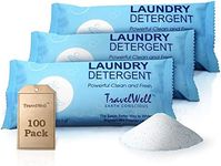TRAVELWELL Individually Wrapped Travel Size Powder Laundry Detergent,1.5 Ounce per Bag,100 Bags per Case Hotel Toiletries Amenities Disposable Laundry Stain Remover Powder