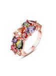 Yellow Chimes Crystal Rings For Women | Adjustable Ring Multicolor Swiss Cubic Zircon Crystal Ring | Rose Gold Plated Finger Ring for Girls | Birthday Gift For Girls & Women Anniversary Gift for Wife