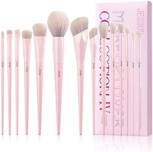 Jessup Pink Makeup Brushes Set 14Pcs Make up Brushes Premium Vegan Foundation Concealer Blush Eyeshadow Eyeliner Powder Highlighter Blending Face Brush Set, T495