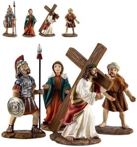 Inmaculada Romero IR Camino Calvario Jesús Cruz 4 Figuras 10.5 cm. Set Semana Santa Romano Virgen María