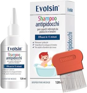 Evolsin - Shampoo pidocchi con pettine pidocchi e lendini per adulti e bambini a partire da 6 mesi - 120 ml trattamento pidocchi delicato sul cuoio capelluto - agisce in 15 minuti
