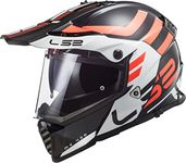 LS2 MX436 Pioneer Dual Visor Dual Sport Motorcycle Helmet Adventurer Black Orange White (X-Large)