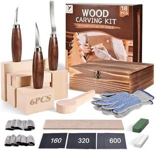 Wood Carving Kit for Beginners, Wood Carving Tools with 3Pcs Whittling Knife 7Pcs Basswood Carving Blocks, Grade 5 Anti Cutting Gloves, Leather Strop, Polishing Compound, Entry-Level Carving Gift Set