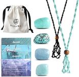 SANSWL 7 Chakra Healing Crystal Necklace Set - Boho Handmade Cord Cage and Hippie Energy Pendant Holder Real Crystal and Healing Stone Jewelry Spiritual Gift for Women Teen,