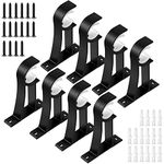 Curtain Rod Bracket, Heavy Duty Curtain Rod Holder Black 8pcs Drapery Single Rods Holders Hooks 1inch Curtain Rod Brackets for Wall