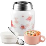 Eummy Vacuum Insulated Food Container Thermos Lunch Box Bento Box 500ml Insulated Soup Flasks for Hot Wide Mouth Food Jars with Foldable Spoon Portable Leakproof Soup Cup for School Office Work