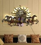 Vfrills Large Metal Seven Running Horses with Sunrise Wall Hanging Decor for Home, living room (58 * 37 Inches)