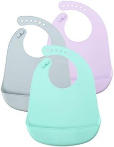 PandaEar (3 Pack) Silicone Baby Bibs Cute Super Thin Light Weight for Babies & Toddlers (10-72 Months) Waterproof, Soft, Unisex