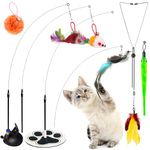 Cat Wand Toys for Indoor Cats Feather Toy Suction Cup Cat Toy Interactive Bird Simulation Cat Toy Set Cat Bird Toy Interactive Bird Simulation Cat Floor Suction Cup Cat Toy for Indoor Cats cat