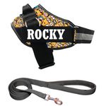 KIKA Pets Personalized Dog Harness with Leash Padded | Dog Harness with Name | Customized Dog Vest Harness, Extra Large Size (for Above 36 kg Dogs) Minions