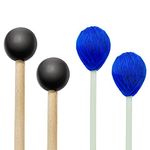 YZNlife Marimba Mallets 1 Pair Medium Hard Yarn Head Marimba Mallets and 1 Pair Rubber Mallets Sticks for Percussion Bell Glockenspiel Marimba