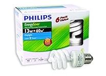 PHILIPS CFL Light Bulb 13W = 60W Mini Twister Daylight (6500K) - 6 Pack (431148)