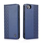 TOHULLE iPhone 7 iPhone 8 iPhone SE 2022 SE 2020 Case, Premium PU Leather Wallet Case Card Holder Kickstand Built-in Magnetic Closure Plaid Pattern Flip Folio Phone Cover for iPhone 7/8/SE - Blue