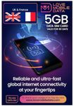 Love Mobile Data Only Sim Card - International Multi-Network 4G/5G Prepaid Pay As You Go Data Sim for Mobile Phones, WiFi Routers, & More, UK & France Coverage, 5GB for 60 Days