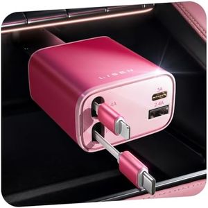 LISEN Retractable Car Charger Adapter for iPhone 17, Fast Charging Car Phone Charger, 84W USB C Car Truck Accessories, Road Trip Essentials Pink Accessories for Men Women for iPhone 17 16 15 14 13 12