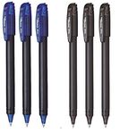 Pentel Energel - 0.7mm - Roller Gel Pen Set - Pack of 6 Pens - (3 BLUE + 3 BLACK)