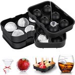 LessMo Giant Ice Cube Tray Round, 2 Packs Silicone XXL Ice Cube Molds with Lid and Funnel, BPA Free & FDA Approved, Black, for Whiskey, Cocktails and Baby Food