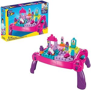 MEGA Bloks - First Builders tavolino multi attività rosa 3 in 1 con 30 blocchi da costruzione, esclusivo Amazon, Giocattolo per Bambini 1+ Anni, FFG22,