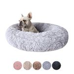 Peppy Buddies Premium Calming Dog Bed, Donut Dog Bed Washable Ideal for Small and Large Dogs and Cats & Round Dog Bed, Multiple Sizes & Easy to Clean and Maintain (Medium, Light Grey)