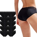Sexy Lace Black Leakproof Women's Menstrual Panties Breathable and Fast Absorption (Black 10pcs, Large)