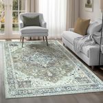 Arty Rugs Machine Washable Rug, 122x170cm, 75% Recycled Cotton, Short Pile, Non-Slip Backing, Non-Shedding, Area Rugs for Living Room, Bedroom, Kitchen, Hallway, Office, Sage