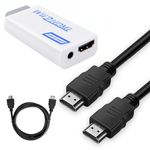 talNite Wii to HDMI Converter with 1m/3ft 2HDMI Cable,Wii to HDMI Adapter 3.5mm Audio Output Jack,Full HD1080P/720P,Compatible with All Wii Display Modes(White)