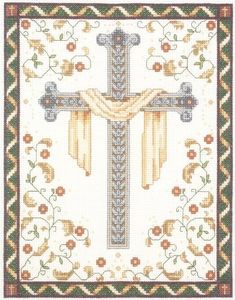 Janlynn 10235 His Cross Counted Cross Stitch Kit-8"X10" 14 Count,White